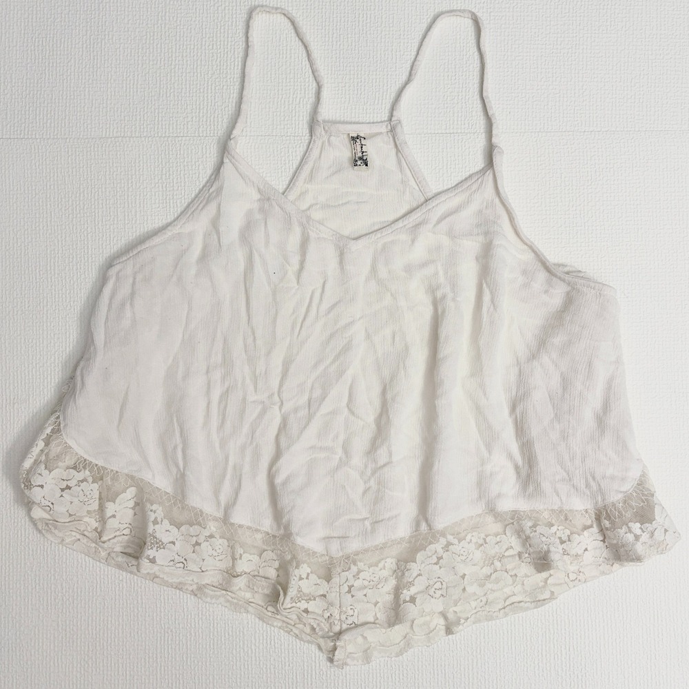 Free People Camisole Lace Trim Gauze Cami Top XS White